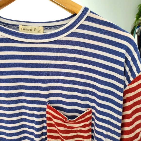 3/20$ ● GINGER G STRIPED T-SHIRT WITH POCKET • M - Picture 5 of 6
